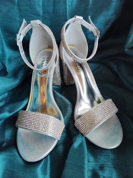 Glitzy Ankle Strap Heeled Sandal | Ava