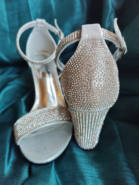 Glitzy Ankle Strap Heeled Sandal | Ava