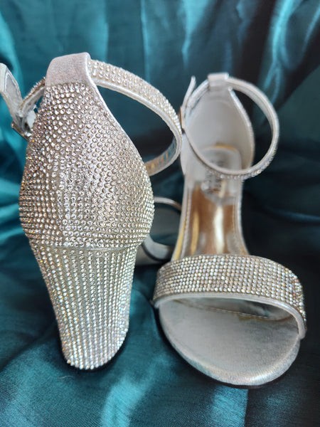 Glitzy Ankle Strap Heeled Sandal | Ava