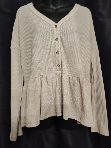 Long Sleeve Waffle Knit Top