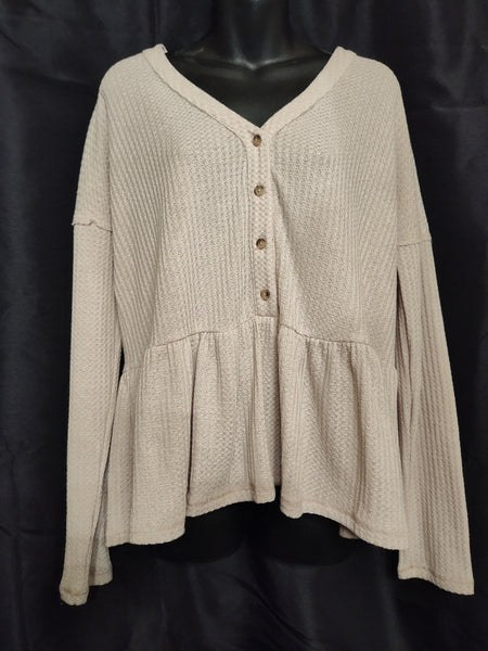 Long Sleeve Waffle Knit Top