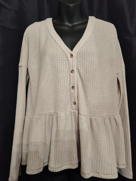 Long Sleeve Waffle Knit Top