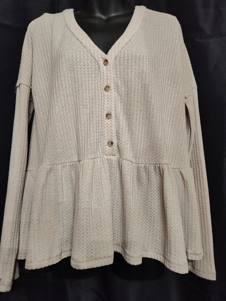 Long Sleeve Waffle Knit Top