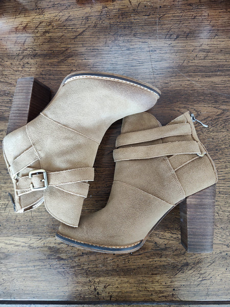 Dark Camel Short Suede Zip It Boots | Chinese Laundry - CLEARANCE