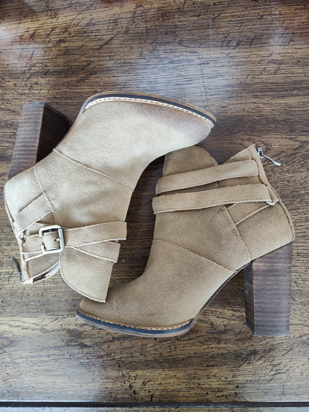 Dark Camel Short Suede Zip It Boots | Chinese Laundry - CLEARANCE