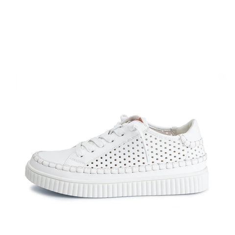 White Lace Up Sneaker  | Yellow Box Mazal
