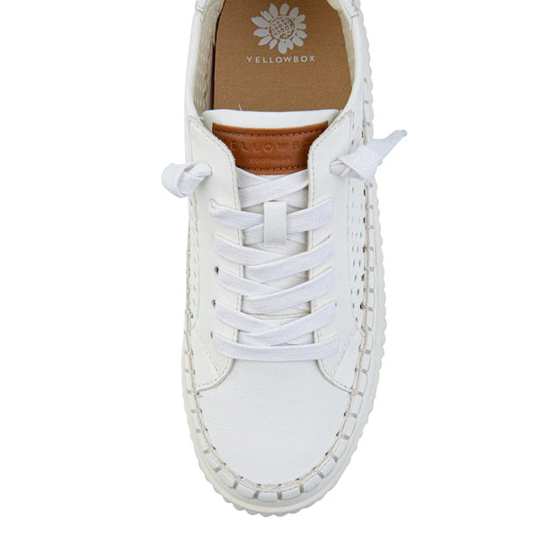 White Lace Up Sneaker  | Yellow Box Mazal