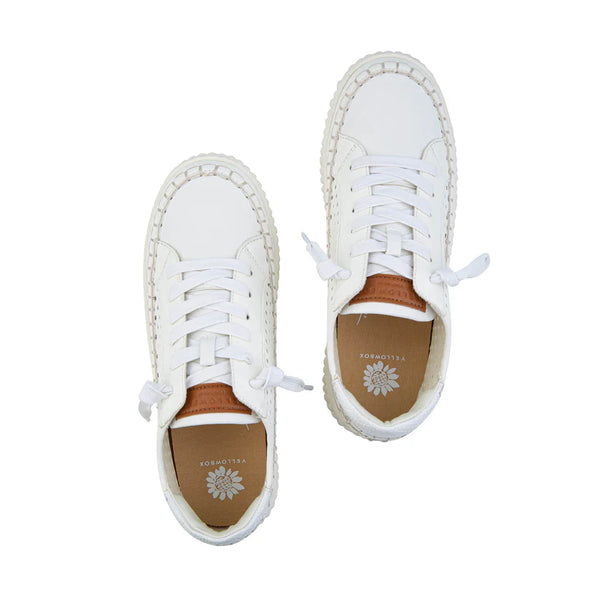 White Lace Up Sneaker  | Yellow Box Mazal