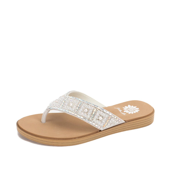 White Beaded Sandals | Yellow Box Delana