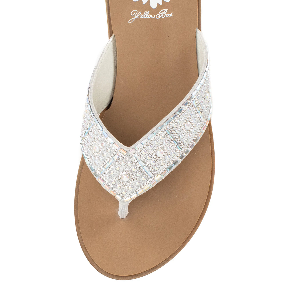 White Beaded Sandals | Yellow Box Delana