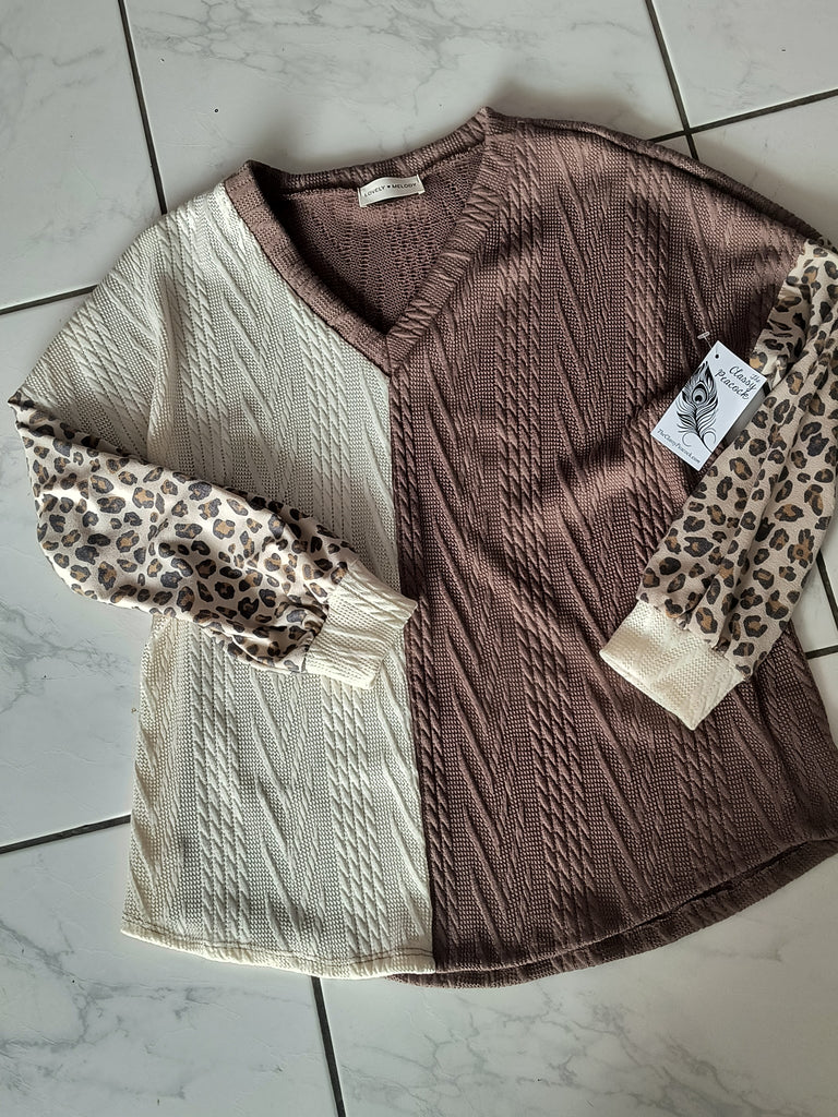 Color Blocked Leopard Shirt