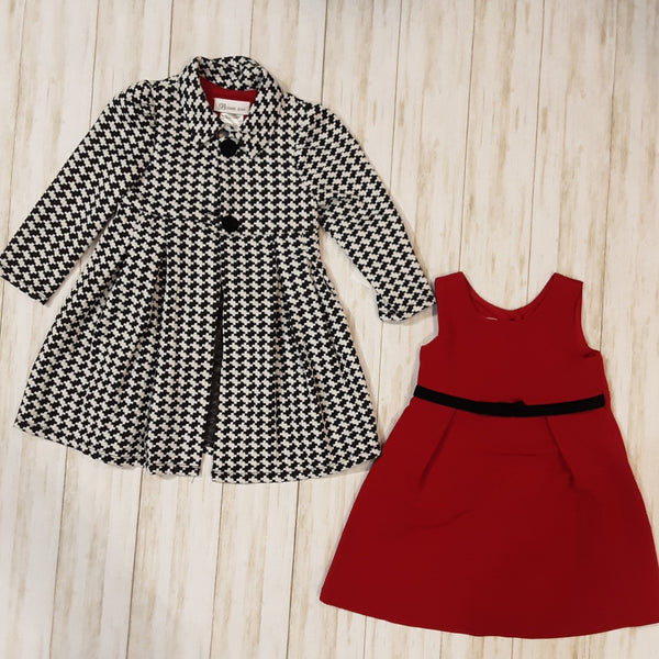 Houndstooth Coat and  Red Dress | Bonnie Jean