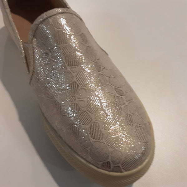 Shimmering Gold Slip On Shoe