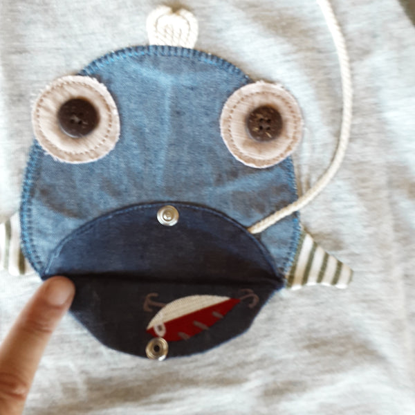 Appliqued Fish with Snap Open Mouth One Piece