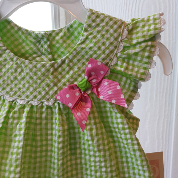 Caterpillar Appliqued Gingham Seersucker Short Set | Bonnie Jean