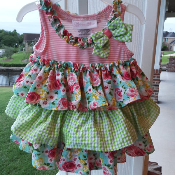 Printed Ruffle Dress with built in Onsie