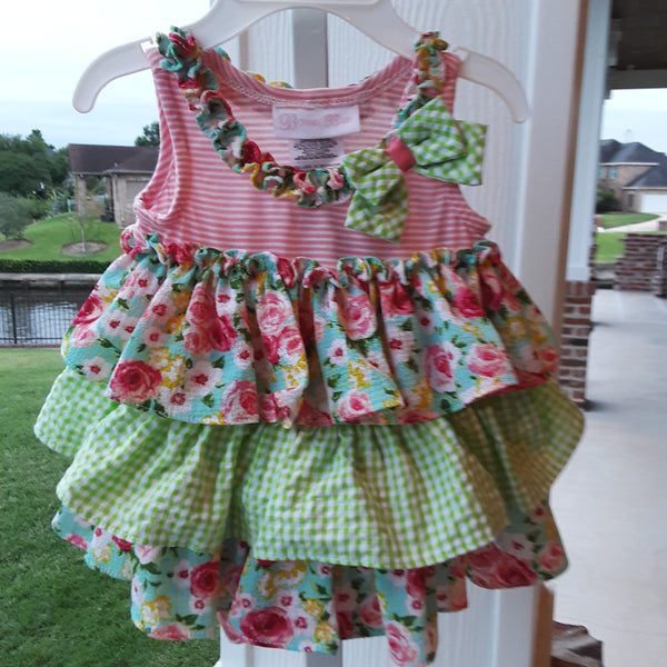 Printed Ruffle Dress with built in Onsie
