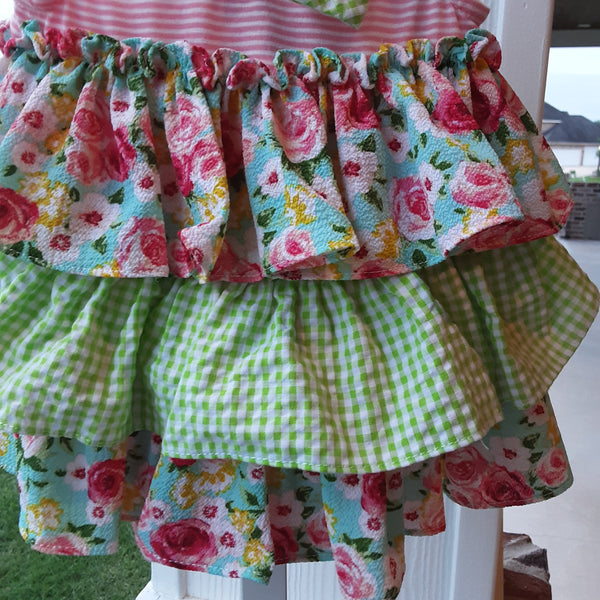 Printed Ruffle Dress with built in Onsie