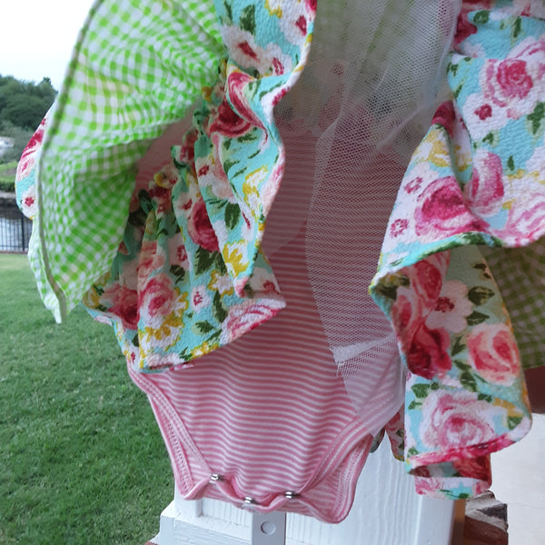 Printed Ruffle Dress with built in Onsie