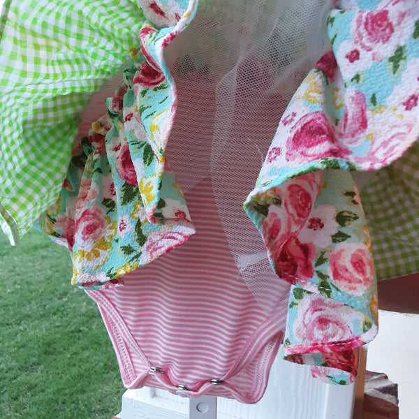Printed Ruffle Dress with built in Onsie