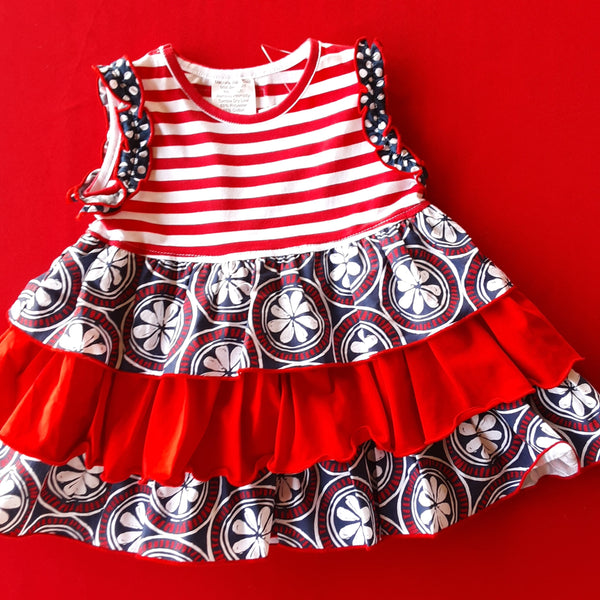 Red White & Blue Two Piece Ruffled Short Set | Millie Jay