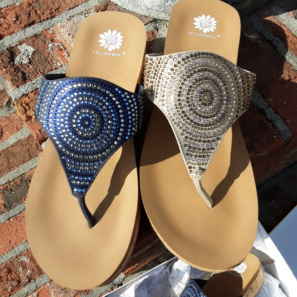 Glitzy Cork Wedge Flip Flop Sandals | Yellow Box Footwear Cadenza - Last Pair