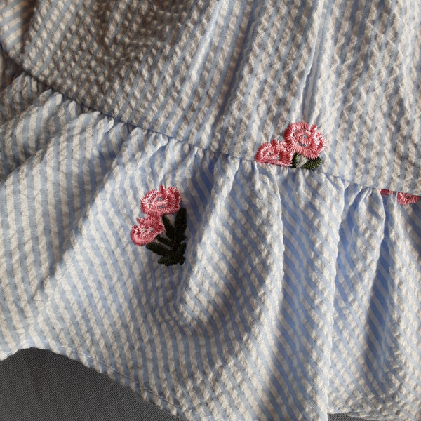Pinstripe Seersucker and Embroidered Dress | Bonnie Baby