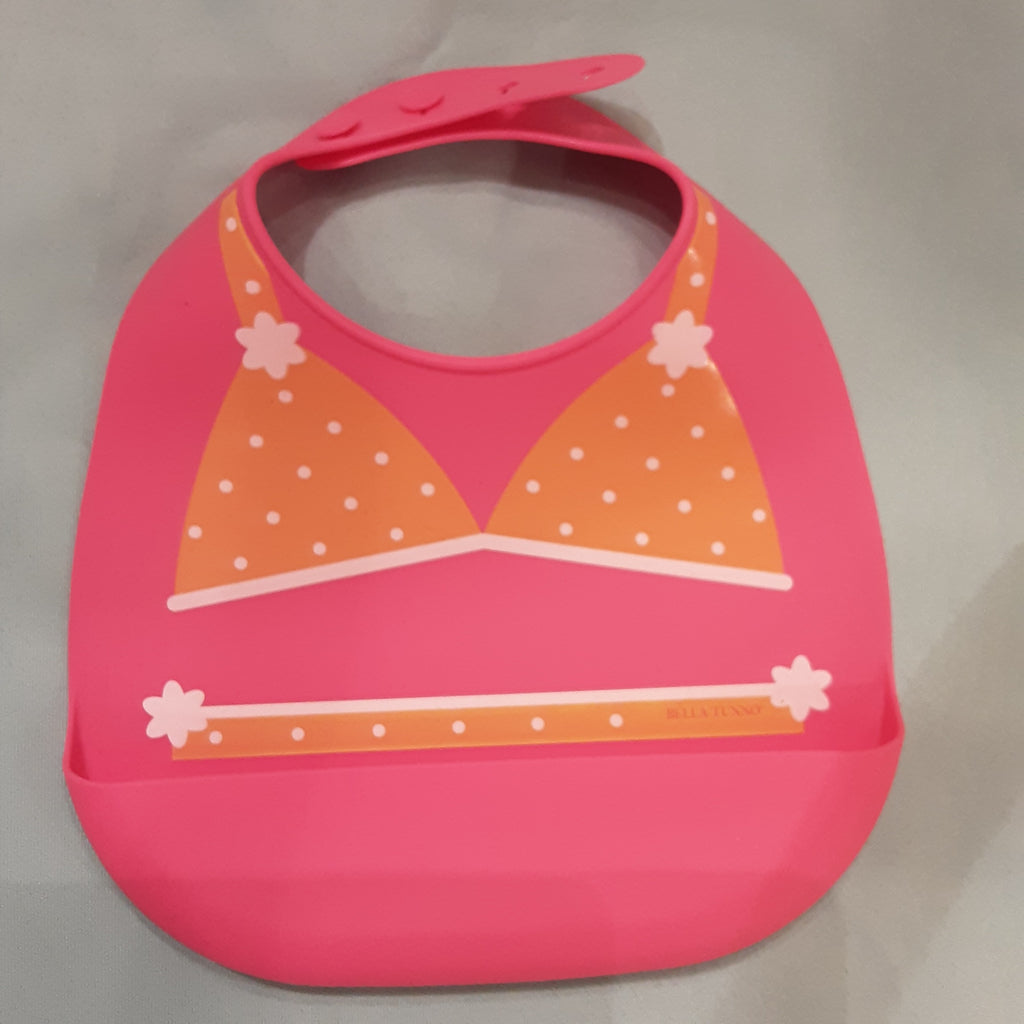 Waterproof silicone Baby Bib - Yellow Polka Dot Bikini