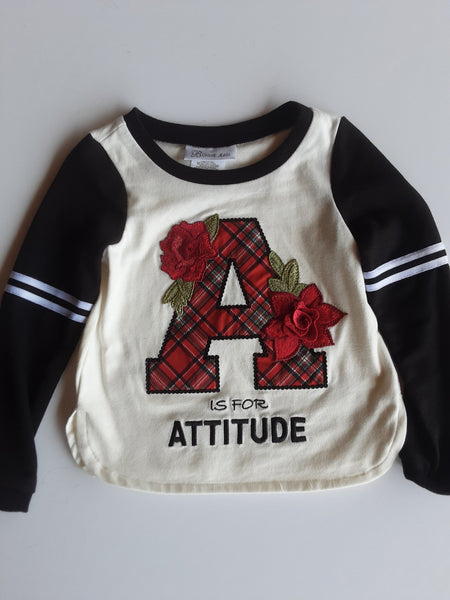 A is for Attitude Embroidered Shirt and Athletic Stripe Jogger Pant | Bonnie Jean