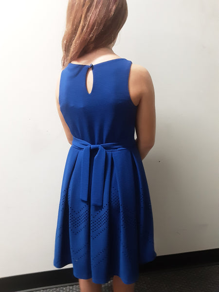 Sleeveless Box Pleat Laser Cut Dress | Bonnie Jean