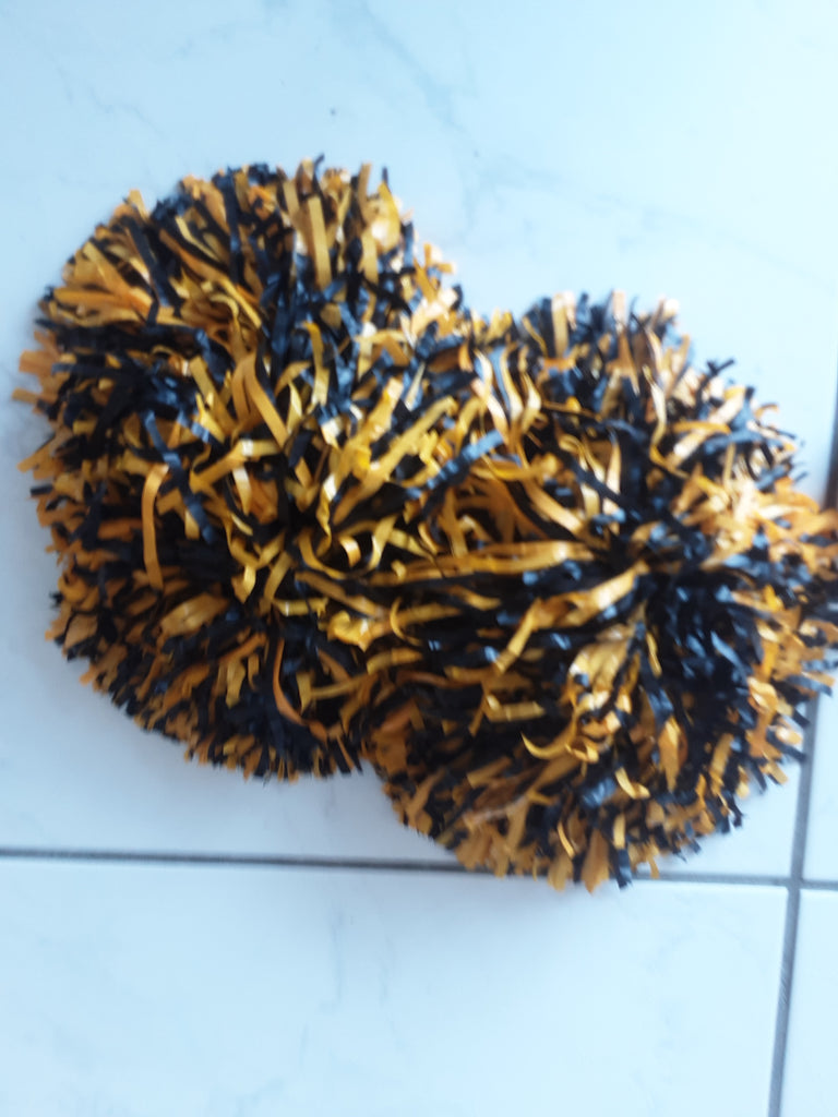 Cheer Pom Poms - Black & Gold