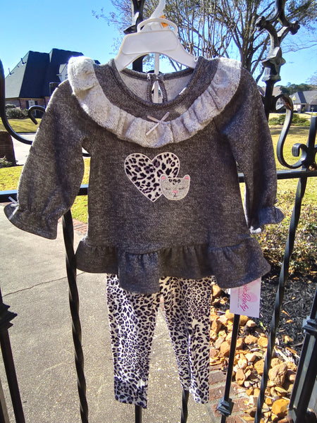 Leopard Heart and Cat Legging Set | Bonnie Baby W14201-PL