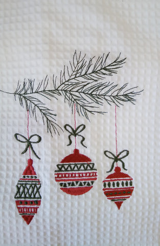 Embroidered Ornaments Kitchen Towel |