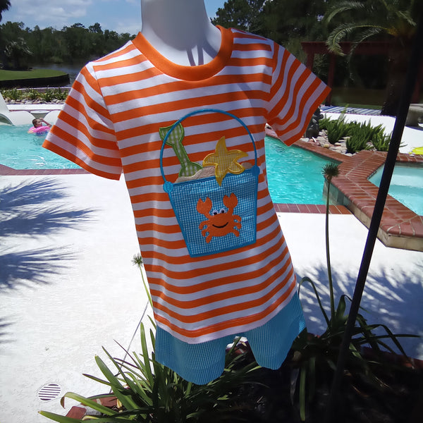 Beach Pail and Crab Short Set | Three Sisters
