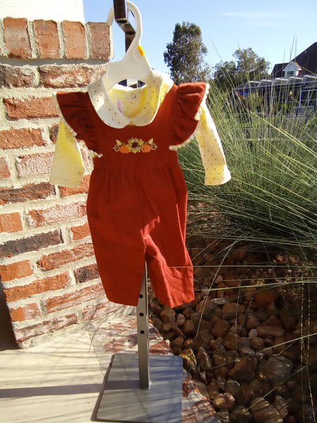 Corduroy Pinafore Romper and Long Sleeve Shirt | Bonnie Jean