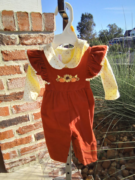Corduroy Pinafore Romper and Long Sleeve Shirt | Bonnie Jean