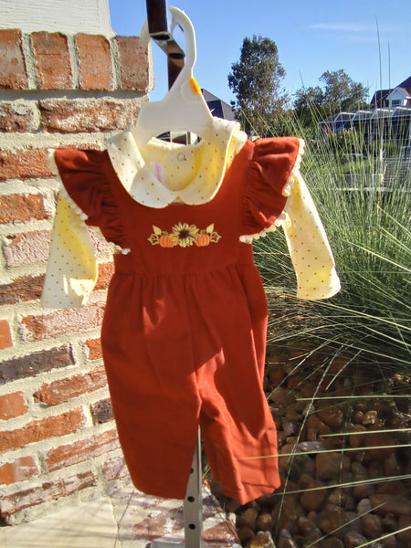 Corduroy Pinafore Romper and Long Sleeve Shirt | Bonnie Jean
