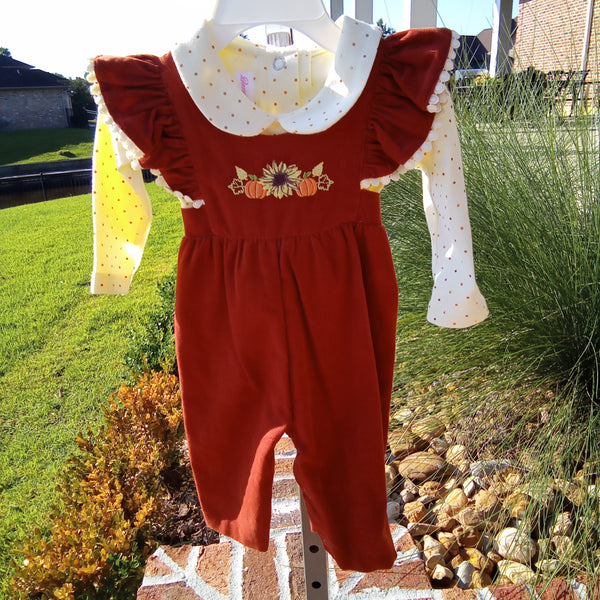 Corduroy Pinafore Romper and Long Sleeve Shirt | Bonnie Jean