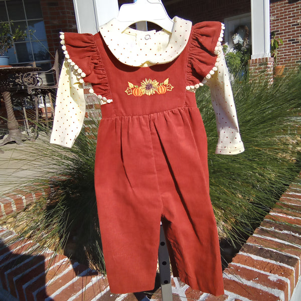 Corduroy Pinafore Romper and Long Sleeve Shirt | Bonnie Jean