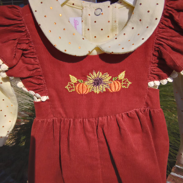 Corduroy Pinafore Romper and Long Sleeve Shirt | Bonnie Jean