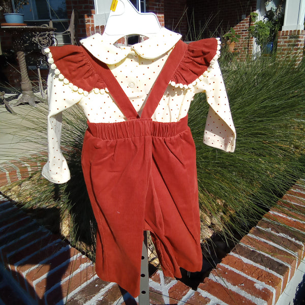Corduroy Pinafore Romper and Long Sleeve Shirt | Bonnie Jean