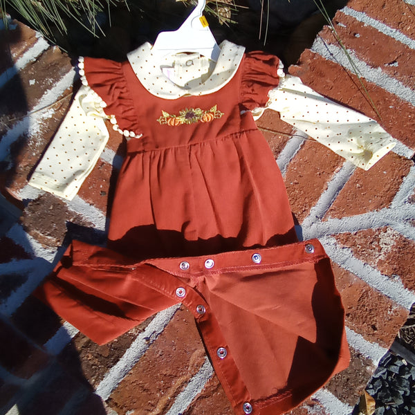 Corduroy Pinafore Romper and Long Sleeve Shirt | Bonnie Jean