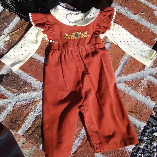 Corduroy Pinafore Romper and Long Sleeve Shirt | Bonnie Jean