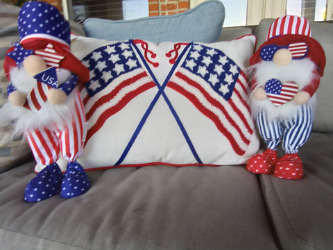 Chenille Patriotic American Flag Pillow