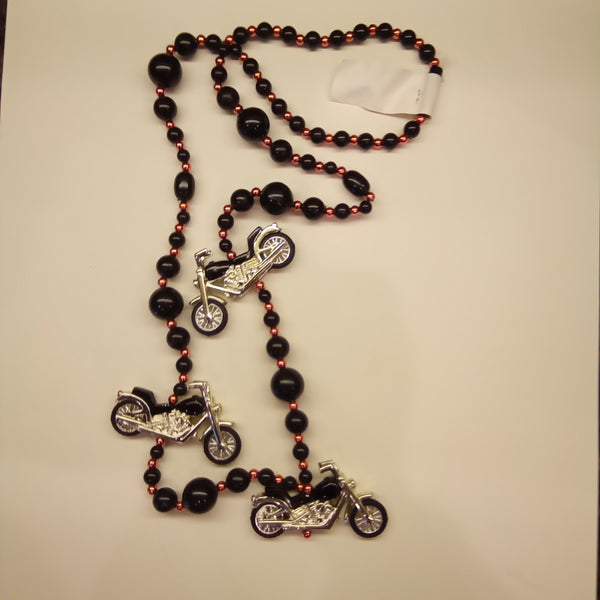 Orange & Black Motorcycle Mardi Gras Beads