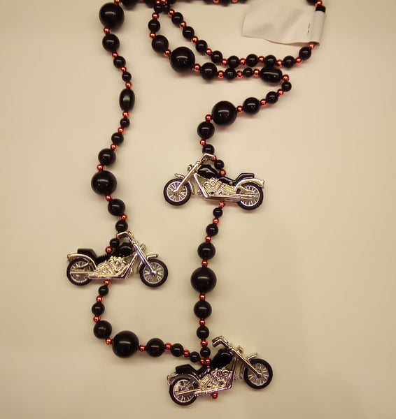 Orange & Black Motorcycle Mardi Gras Beads
