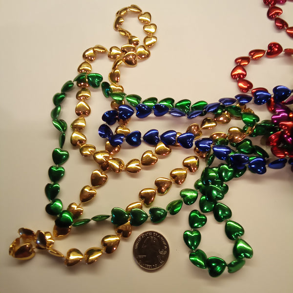 Dozen Assorted Heart Mardi Gras Beads