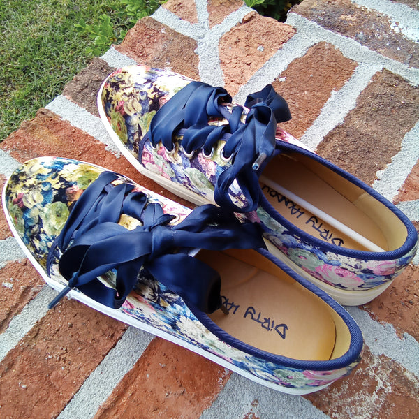 Velvet Floral Sneaker with Ribbon Laces | Dirty Laundry Josi