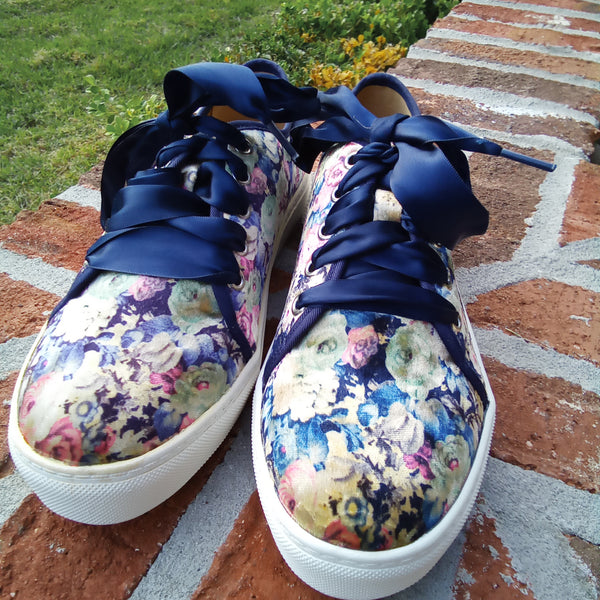 Velvet Floral Sneaker with Ribbon Laces | Dirty Laundry Josi