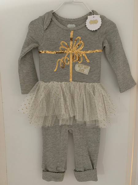 Best Gift Ever Gray Romper | Mud Pie